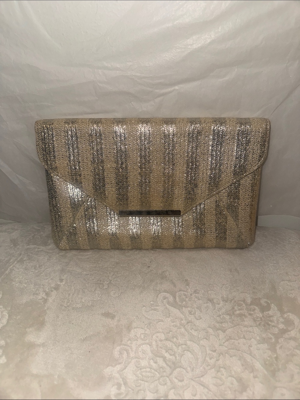 Style & Co. Gold and Silver Striped Envelope Wristlet Clutch